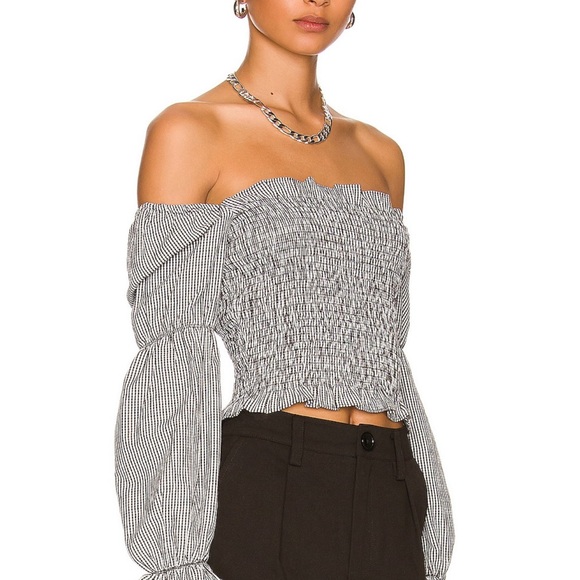 More To Come Abigail Smocked Top in Black & White - Picture 2 of 5